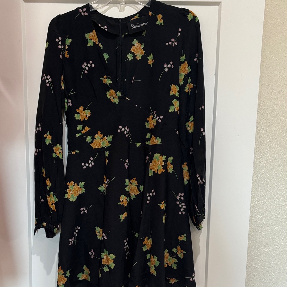 Relisation Par Black Dress with Yellow Floral Design